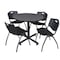 Kobe Kobe Round Table & Chair Set, Wood, Metal, Plastic Top, Grey TKB42RNDGY47BK - alternate 1